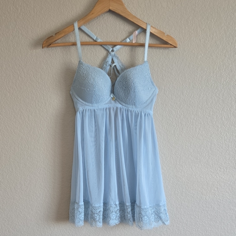 Daisy Fuentes Light Blue Lace Chemise